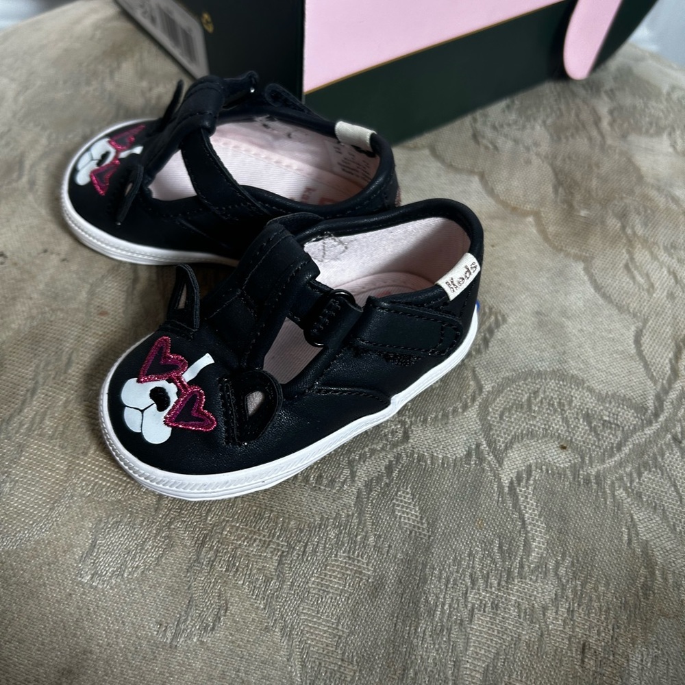 kate spade X KEDS baby girl  Black and Pink Kids Mary Jane Shoes Sz 2M - Picture 8 of 12